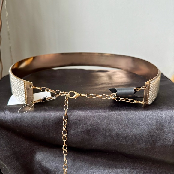 Metallic belt with rhinestones. - Picture 3 of 3